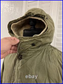 VTG 50s M US Military M47 Korean War Parka Hooded Overcoat Sherpa Pile Liner