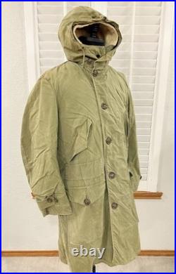 VTG 50s M US Military M47 Korean War Parka Hooded Overcoat Sherpa Pile Liner