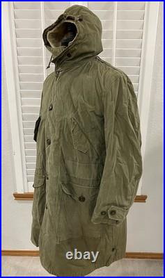 VTG 50s M US Military M47 Korean War Parka Hooded Overcoat Sherpa Pile Liner