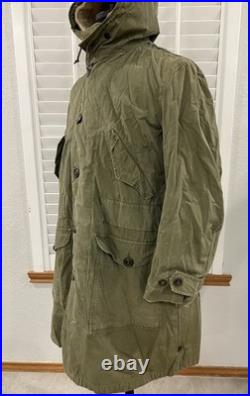 VTG 50s M US Military M47 Korean War Parka Hooded Overcoat Sherpa Pile Liner