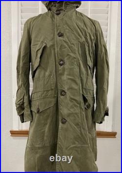 VTG 50s M US Military M47 Korean War Parka Hooded Overcoat Sherpa Pile Liner
