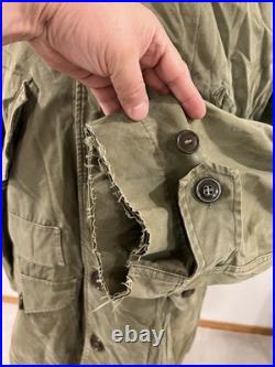 VTG 50s M US Military M47 Korean War Parka Hooded Overcoat Sherpa Pile Liner