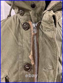 VTG 50s M US Military M47 Korean War Parka Hooded Overcoat Sherpa Pile Liner