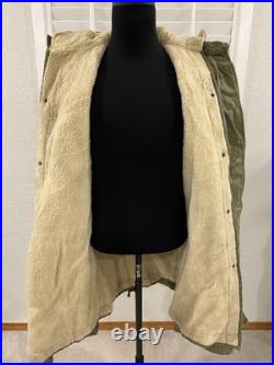 VTG 50s M US Military M47 Korean War Parka Hooded Overcoat Sherpa Pile Liner