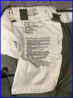 VTG 50s MILITARY PANTS MEN LG LONG M-1951 FIELD TROUSERS SHELL US M51 KOREAN WAR