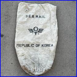 VTG 70s Korean War Mail Bag Sea Mail Canvas Bag Large Distressed Rare