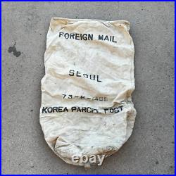 VTG 70s Korean War Mail Bag Sea Mail Canvas Bag Large Distressed Rare