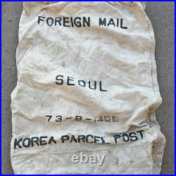 VTG 70s Korean War Mail Bag Sea Mail Canvas Bag Large Distressed Rare