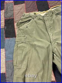 VTG Baggy M-1951 US Army Military OG Field Trousers M51 Cargo Pants W32 X L28