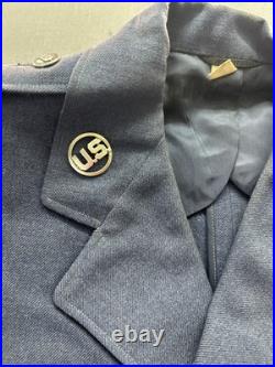 VTG Korean War US Air Force Coat Pants Hat W Cover Tie 41R Blue Serge Dress 1949