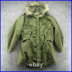 VTG M-1951 Jacket Mens Small Green Parka Fish Tail Mohair Liner Fur Hood US Army