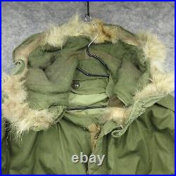 VTG M-1951 Jacket Mens Small Green Parka Fish Tail Mohair Liner Fur Hood US Army