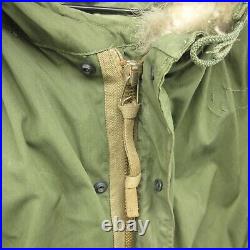 VTG M-1951 Jacket Mens Small Green Parka Fish Tail Mohair Liner Fur Hood US Army