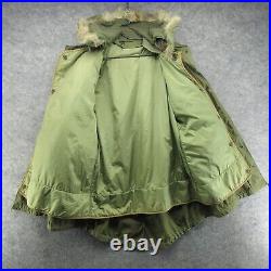 VTG M-1951 Jacket Mens Small Green Parka Fish Tail Mohair Liner Fur Hood US Army