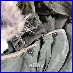 VTG OG US Army Fishtail Parka M-1951 SMALL Freeze Liner Fur Hood Korean War M51