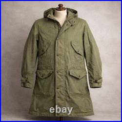 VTG USAF Overcoat Parka Type Men's Small Green Talon Zipper Korean War Era 1951
