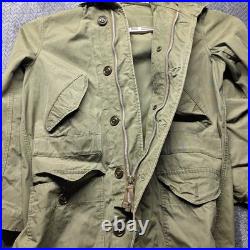 VTG USAF Overcoat Parka Type Men's Small Green Talon Zipper Korean War Era 1951