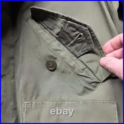 VTG USAF Overcoat Parka Type Men's Small Green Talon Zipper Korean War Era 1951