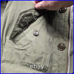VTG USAF Overcoat Parka Type Men's Small Green Talon Zipper Korean War Era 1951