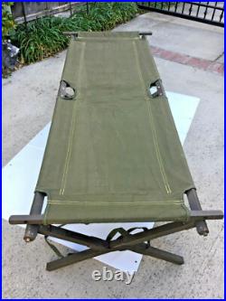 Very Good Condition Original Korean War (1954) Us Army Canvas/wooden Folding Cot Very Good Condition Original Korean War (1954) Us Army Canvas/wooden Folding Cot