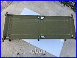 Very Good Condition Original Korean War (1954) Us Army Canvas/wooden Folding Cot