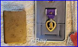 Vietnam Korean War Memorabilia Lot Purple Heart Dog Tags Bible Sword Army Jacket
