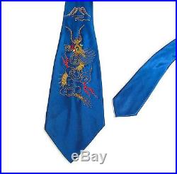 Vintage 1940s 1950s Post WWII Korean War Era Embroidered Souvenir Sukajan Tie