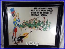 Vintage 1950's Korean War Trench Wall Art Funny Painting Artillery Lucky Seven