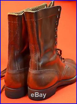 Vintage 1950's Korean War US Army Brown Leather Para Boots Sz 8 1/2 Endicott