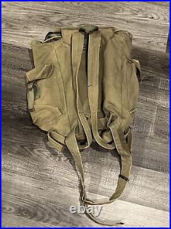 Vintage 1950's Original Rothco Military Backpack Olive Korean War Collectible
