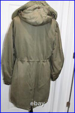 Vintage 1950's US ARMY Korean War M-1951 Fishtail PARKA Jacket Coat LINER & HOOD