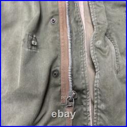 Vintage 1950s Hooded Fishtail Parka With Wool Liner, Korean War Era Size Med