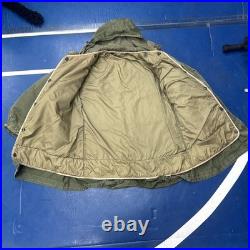 Vintage 1950s Hooded Fishtail Parka With Wool Liner, Korean War Era Size Med