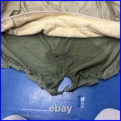 Vintage 1950s Hooded Fishtail Parka With Wool Liner, Korean War Era Size Med