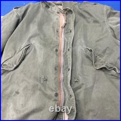Vintage 1950s Hooded Fishtail Parka With Wool Liner, Korean War Era Size Med