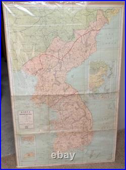 Vintage 1950s Korea Map Geographia NY 27x41 Alexander Gross Korean War Routes Vintage 1950s Korea Map Geographia NY 27x41 Alexander Gross Korean War Routes