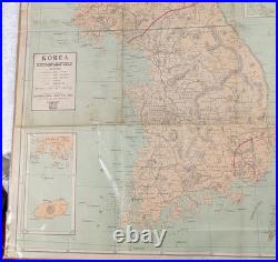 Vintage 1950s Korea Map Geographia NY 27x41 Alexander Gross Korean War Routes Vintage 1950s Korea Map Geographia NY 27x41 Alexander Gross Korean War Routes