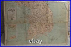 Vintage 1950s Korea Map Geographia NY 27x41 Alexander Gross Korean War Routes