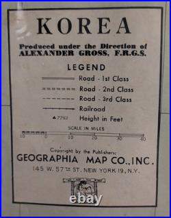 Vintage 1950s Korea Map Geographia NY 27x41 Alexander Gross Korean War Routes