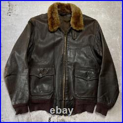 Vintage 1950s Korean War G1 Leather Bomber Jacket Monarch Talon Zipper Army Navy