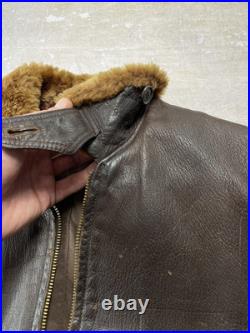 Vintage 1950s Korean War G1 Leather Bomber Jacket Monarch Talon Zipper Army Navy