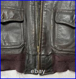 Vintage 1950s Korean War G1 Leather Bomber Jacket Monarch Talon Zipper Army Navy