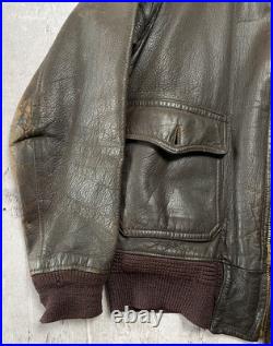 Vintage 1950s Korean War G1 Leather Bomber Jacket Monarch Talon Zipper Army Navy