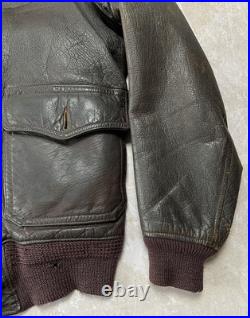 Vintage 1950s Korean War G1 Leather Bomber Jacket Monarch Talon Zipper Army Navy