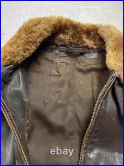 Vintage 1950s Korean War G1 Leather Bomber Jacket Monarch Talon Zipper Army Navy