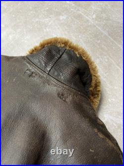 Vintage 1950s Korean War G1 Leather Bomber Jacket Monarch Talon Zipper Army Navy