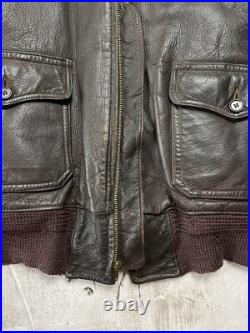 Vintage 1950s Korean War G1 Leather Bomber Jacket Monarch Talon Zipper Army Navy