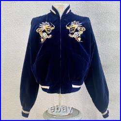 Vintage 1950s Korean War Sukajan Reversible Rare Velour Map Souvenir Jacket S/M Vintage 1950s Korean War Sukajan Reversible Rare Velour Map Souvenir Jacket S/M
