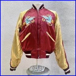 Vintage 1950s Korean War Sukajan Reversible Rare Velour Map Souvenir Jacket S/M