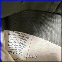 Vintage 1950s M-1950 Field Jacket Without Liner Army Korea War Combat S-Reg EUC